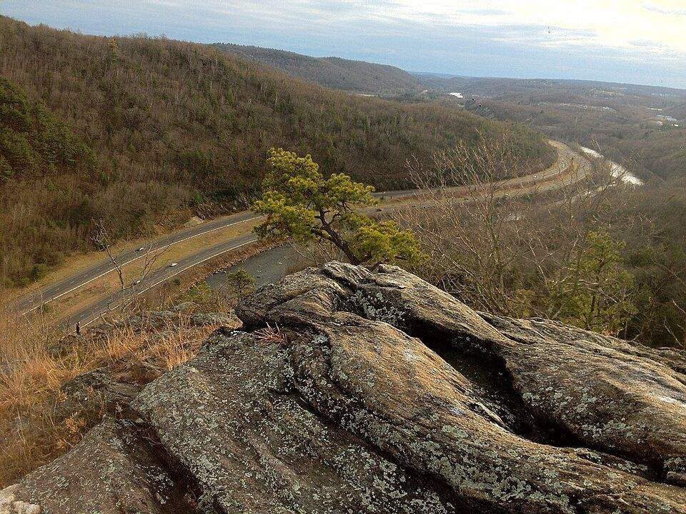 Scenic overlook of Route 8 and Naugatuck River valley from Beacon Falls hilltop