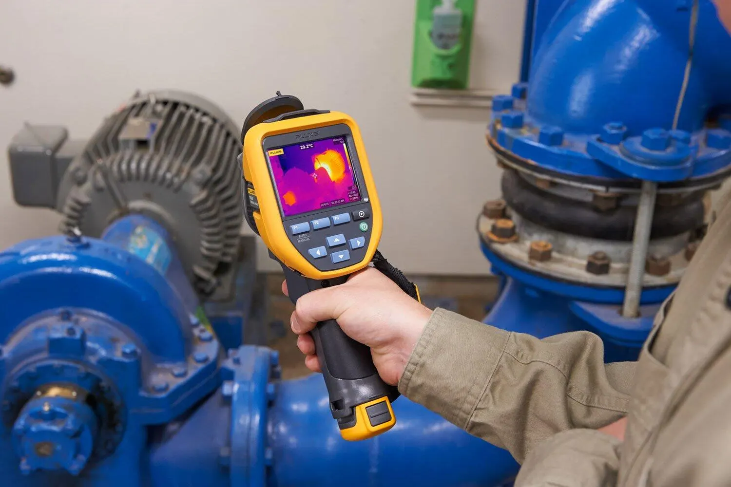 Thermal imaging camera scanning industrial equipment