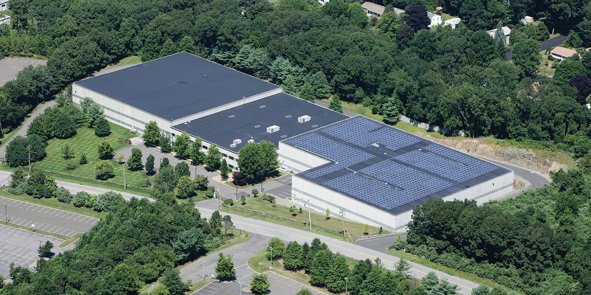 Industrial facility with solar panel electrical installation