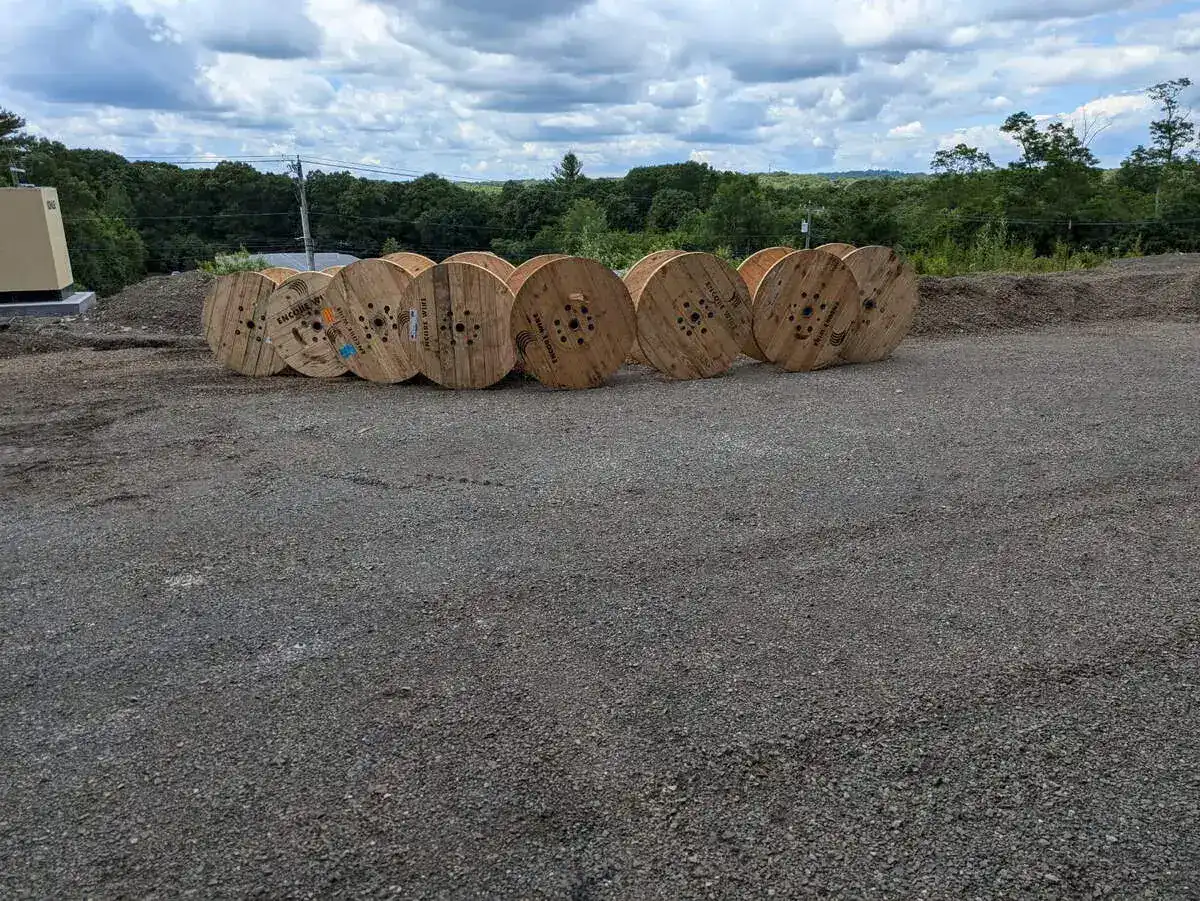 Industrial wire spools at construction jobsite